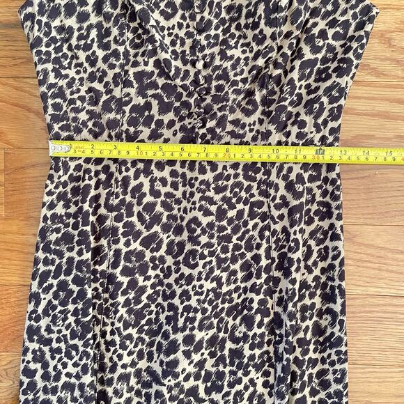 Anthropologie The Cecily Midi Dress Womens XS Brown Tan Animal Print Fit & Flare - Picture 8 of 9